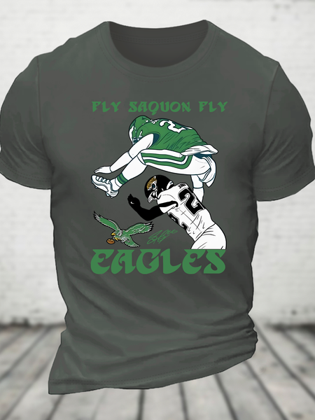 

Fly Saquon Fly Eagles Barkley Cotton T-shirt, Deep gray, T-shirts