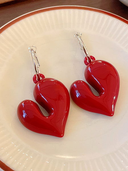 

Urban Heart/Cordate Dangle, Red, Earrings
