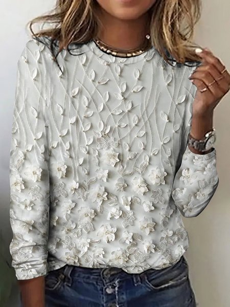 

Vintage Plaid Crew Neck Long Sleeve T-shirt, White, T-shirts