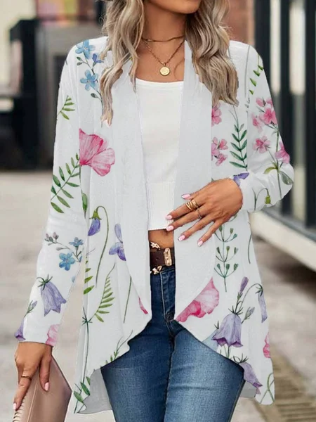 

Women's Floral Regular Loose Kimono, White, Cardigans