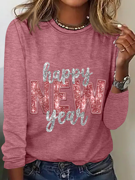 

Happy New Year Casual Long Sleeve Shirt, Watermelon, Long sleeves