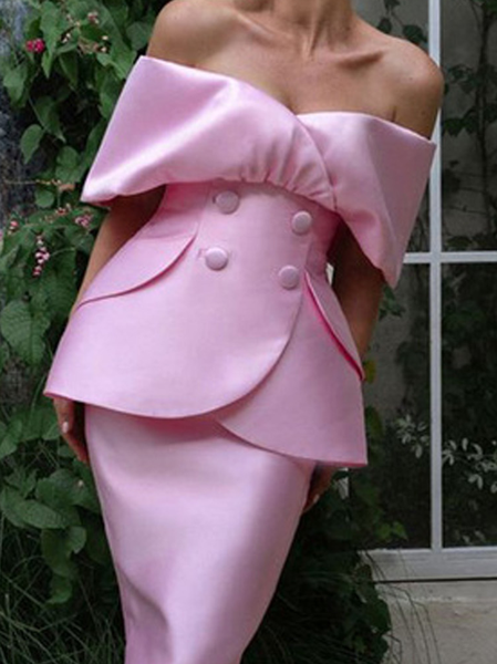 

Elegant Backless Plain Cold Shoulder Blazer, Pink, Blazers