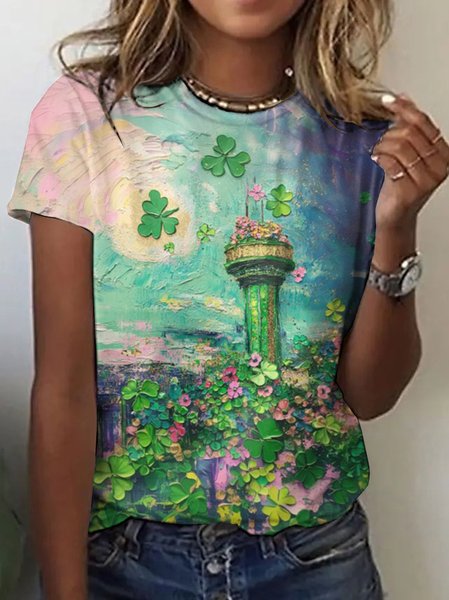 

Vintage St. Patrick's Day Animal Crew Neck Short Sleeve T-shirt, Green, T-shirts