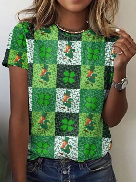 

Vintage St. Patrick's Day Animal Crew Neck Short Sleeve T-shirt, Green, T-shirts