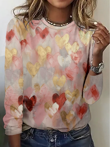 

Vintage Plaid Crew Neck Long Sleeve T-shirt, Pink, T-shirts