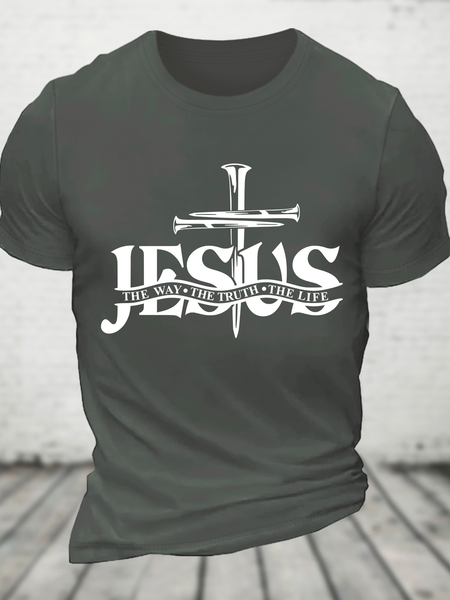 

Jesus, The Way, The Truth, The Life Cotton T-Shirt, Deep gray, T-shirts