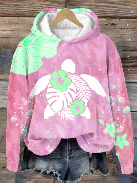 

Women's Maui Turtle Hibiscus Print Hoodie, Pink, Hoodies&Sweatshirts