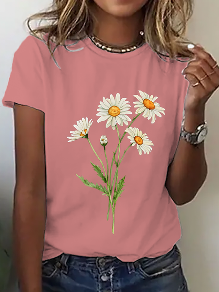 

Daisy April Birth Flower Cotton T-Shirt, Orange pink, T-shirts