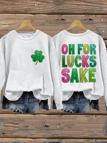 

Women's St. Patrick's Day Shamrock Crew Neck Casual Spring/Fall Long Sleeve Sweatshirt, White, Sweatshirts & Hoodies