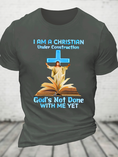 

Jesus A Christian Under Construction Classic Cotton T-Shirt, Deep gray, T-shirts