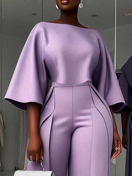

Urban Plain Bell Sleeve Blouse, Purple, Blouses and Shirts