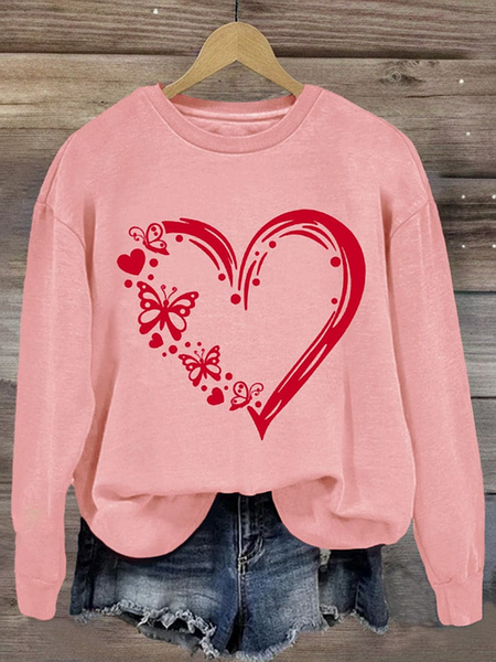 

Casual Crew Neck Butterfly Sweatshirt Printing, Pink, Hoodies & Sweatshirts