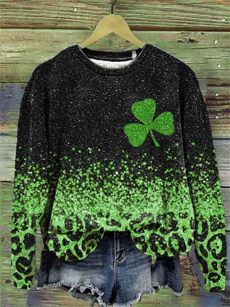 

Women's St. Patrick's Day Printed Crew Neck Sweatshirt, As picture, Hoodies&Sweatshirts