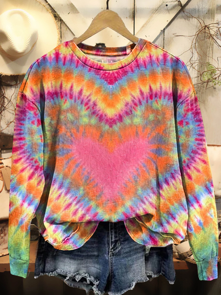 

Women's Tie-Dye Pattern Crew Neck Casual Spring/Fall Long Sleeve Sweatshirt, As picture, Sweatshirts & Hoodies