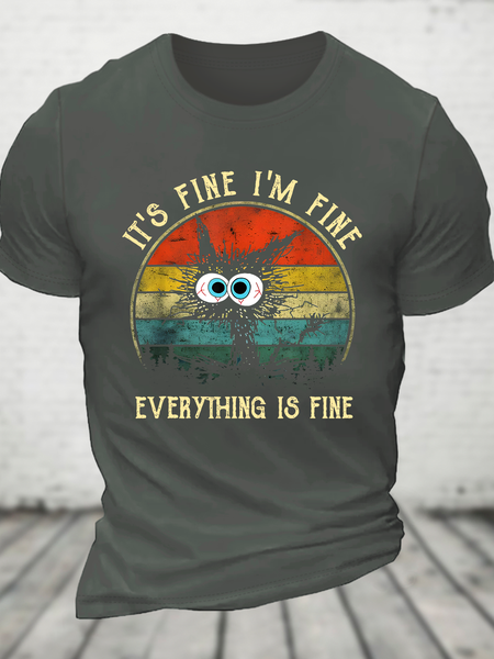 

It ‘S Fine I Am Fine Everything Is Fine Funny Black Cat Cotton T-Shirt, Deep gray, T-shirts