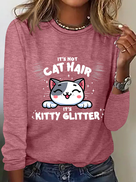

Kitty Glitter Casual Long Sleeve Shirt, Watermelon, Long sleeves