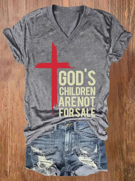 

God's Children Are Not For Sale Print T-Shirt, Gray, T-shirts