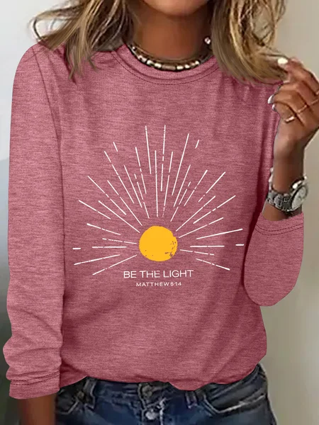 

Be The Light Mathew 5 14 Sunburst Jesus God Christian Casual Long Sleeve Shirt, Watermelon, Long sleeves