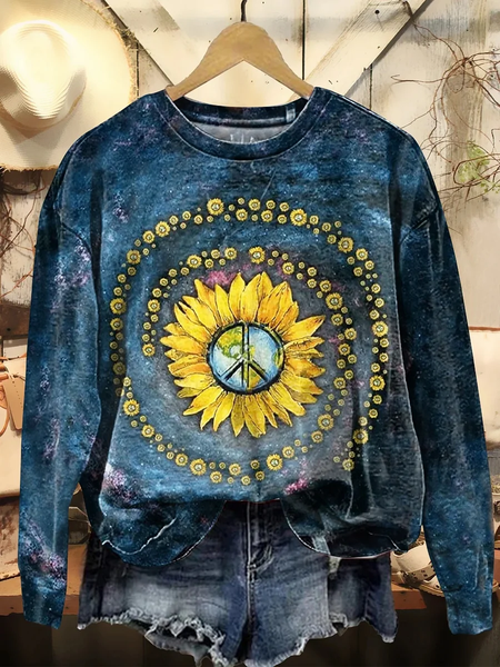 

Women's Crew Neck Floral Printing Casual Spring/Fall Long Sleeve Sweatshirt, As picture, Sweatshirts & Hoodies