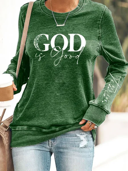 Women's Casual Faith Sweatshirt, Green, Hoodies&Sweatshirts