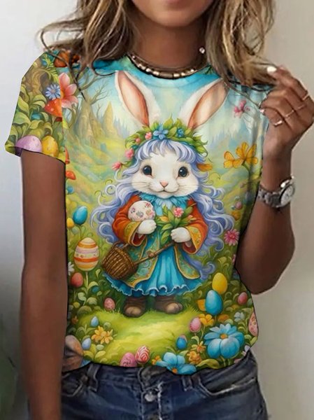 

Easter bunny printed short sleeved T-shirt, Lightgreen, T-shirts
