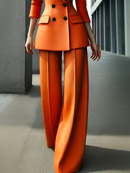 Urban Plain Wide Leg Pants, Orange, Pants