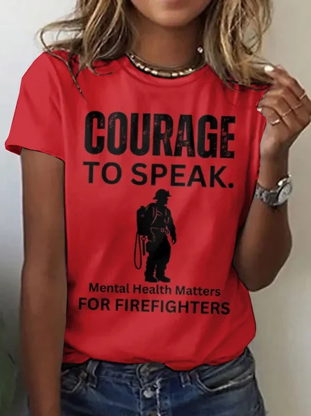 

Firefighter mental health expression short sleeved T-shirt, Red, T-shirts