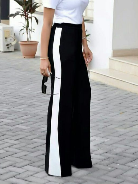 

Urban Color Block Wide Leg Pants, As picture, Pants