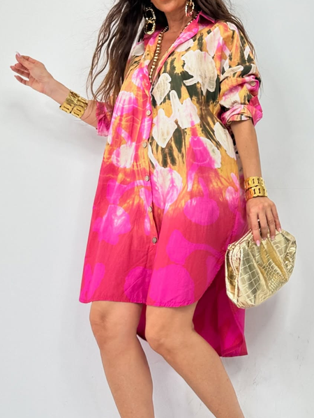 Urban Floral Printing Mini Dress, As picture, Mini Dresses