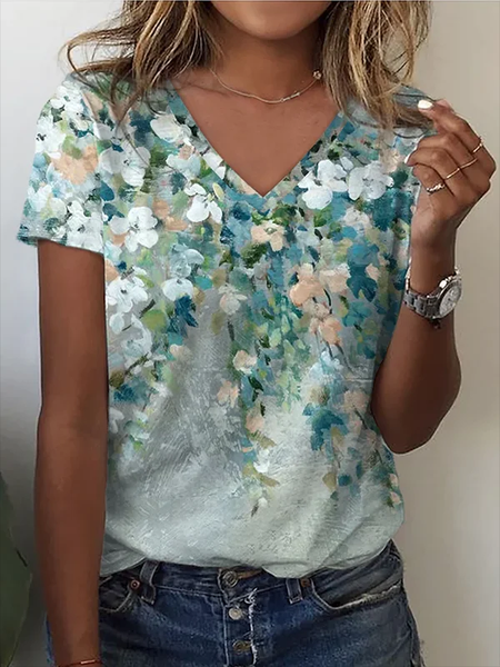 

Casual Round Neck T-Shirt, As picture, T-shirts