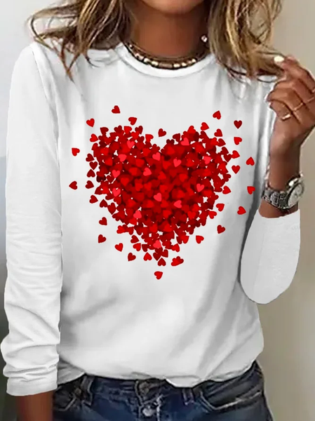 

Women's Long Sleeve Tee T-shirt Spring/Fall Valentine's Day Crew Neck Vintage Top, As picture, T-Shirts