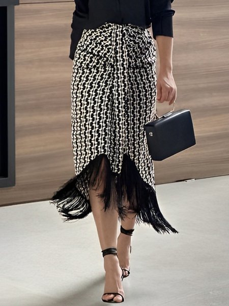 

Urban Tassel Abstract Maxi Skirt, Black, Skirts