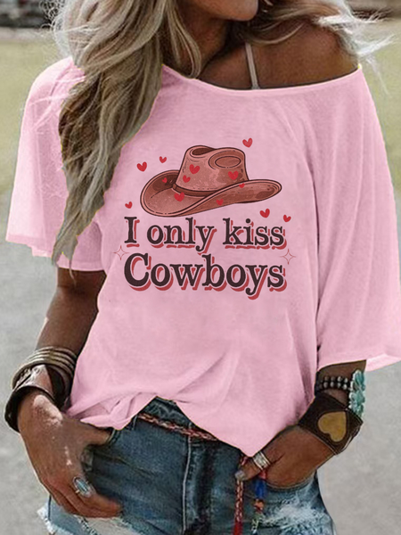 

Women Wild West Short Sleeve Tee T-shirt Crew Neck Vintage Summer Top, Pink, T-Shirts