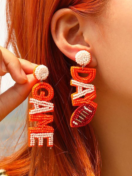 

Urban Text Letters Dangle, Orange, Earrings