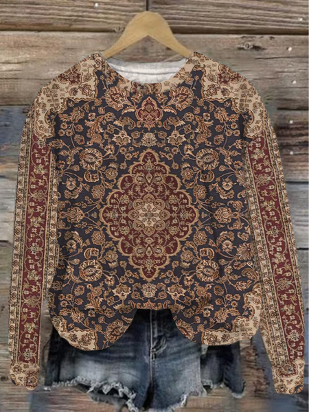 

Casual Crew Neck Geometric Sweatshirt Printing, As picture, Hoodies & Sweatshirts
