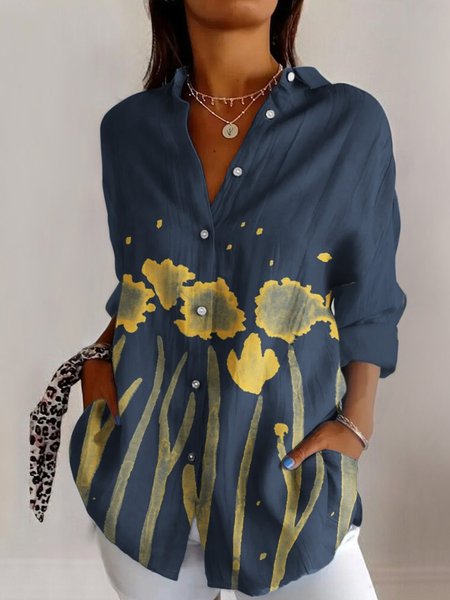 

Casual Cotton Floral Shirt, Navyblue, Blouses & Shirts
