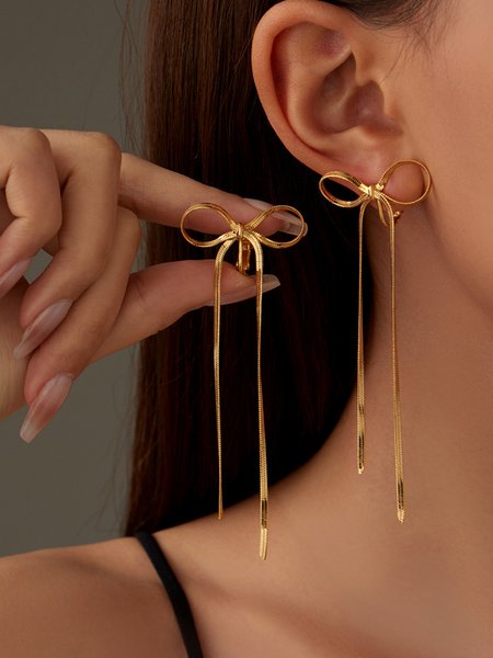 

Elegant Plain Bow Dangle, As picture, Earrings
