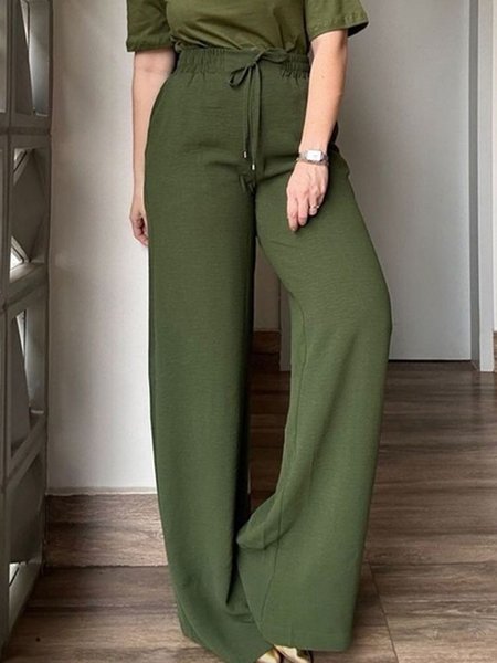 

Urban Plain Loosen Baggy Pants, Green, Pants