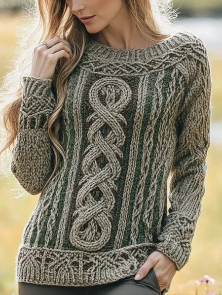 

Women Wool/Knitting Animal Long Sleeve Comfy Casual Sweater, Khaki, Sweaters