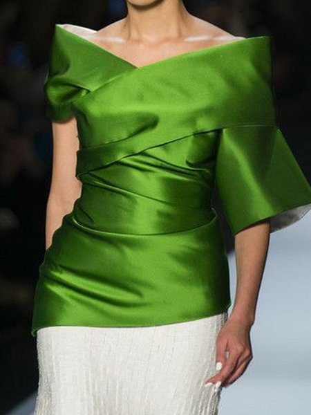 

Urban Plain Asymmetric Blouse, Green, Blouses and Shirts