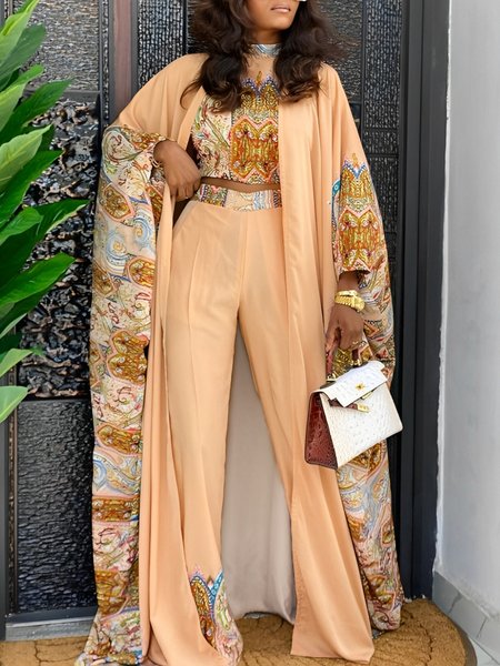 

Vacation Printing Ethnic Oversize Kimono, As picture, Kimonos