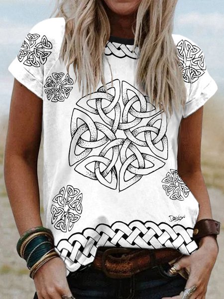

Vintage Animal Crew Neck Short Sleeve T-shirt, White, T-shirts