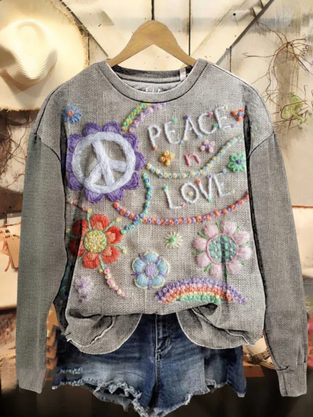 

Hippie Casual Loose Printing Sweatshirt, Gray, Hoodies&Sweatshirts