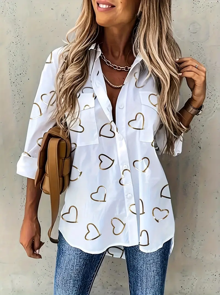

Women's Valentine's Day Love Casual Shirt, White, Blouses