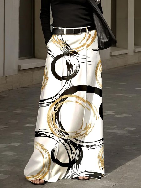 

Urban Printing Abstract Polka Dots Maxi Skirt, As picture, Skirts