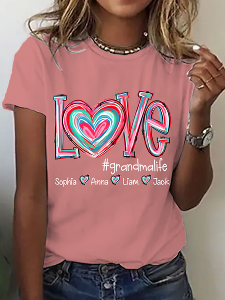 

Love Grandma Life Cotton T-Shirt, Orange pink, T-shirts