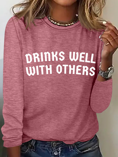 

Drinks Well With Others - St. Patrick's Day Drinkers Casual Long Sleeve Shirt, Watermelon, Long sleeves