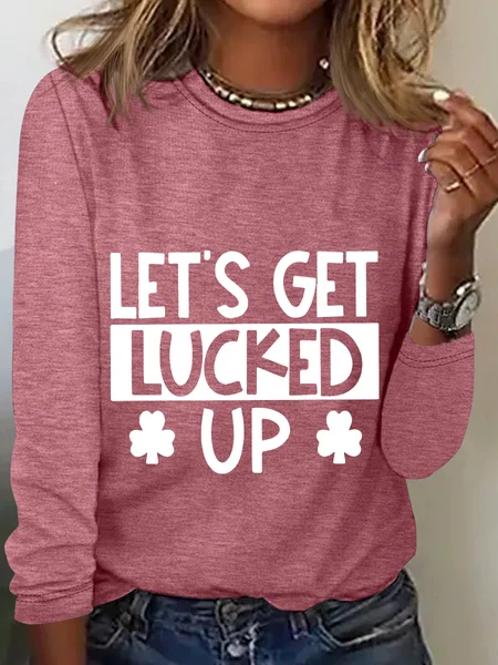 

Let's Get Lucked Up St Casual Long Sleeve Shirt, Watermelon, Long sleeves