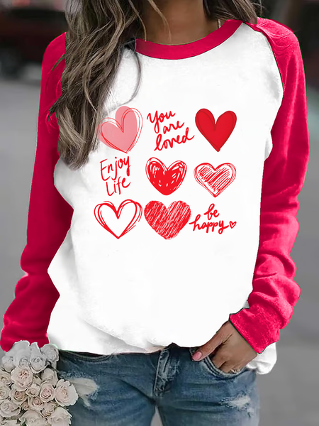

Women'S Valentine's Day Crew Neck Sweatshirt, Pink, Hoodies&Sweatshirts