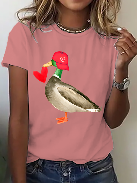

Valentine Mallard Duck Cotton T-Shirt, Orange pink, T-shirts
